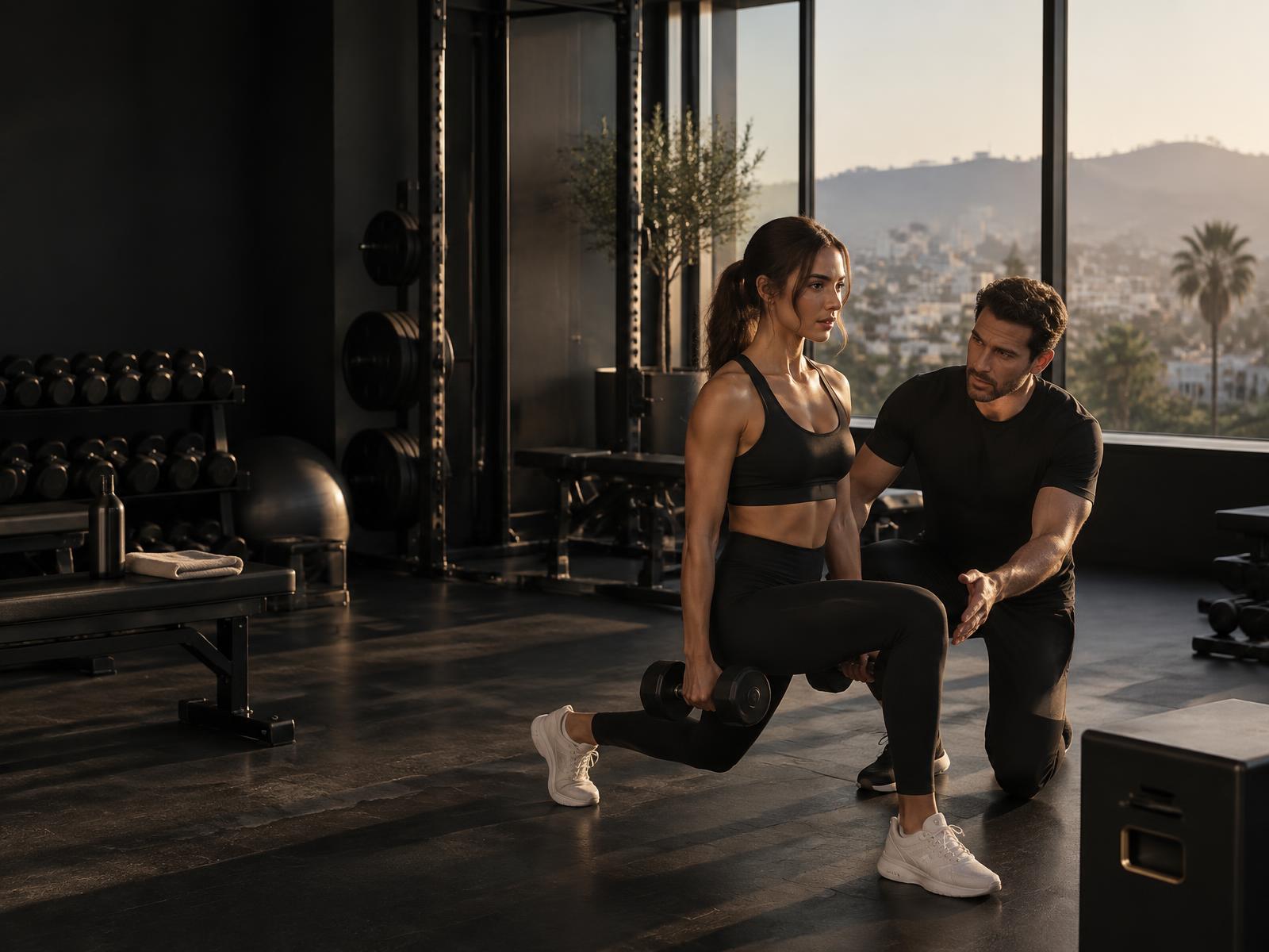 Client training one-on-one with a coach in a Los Angeles studio